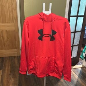 Under Armour Men's Red Hoodie with Black Emblem